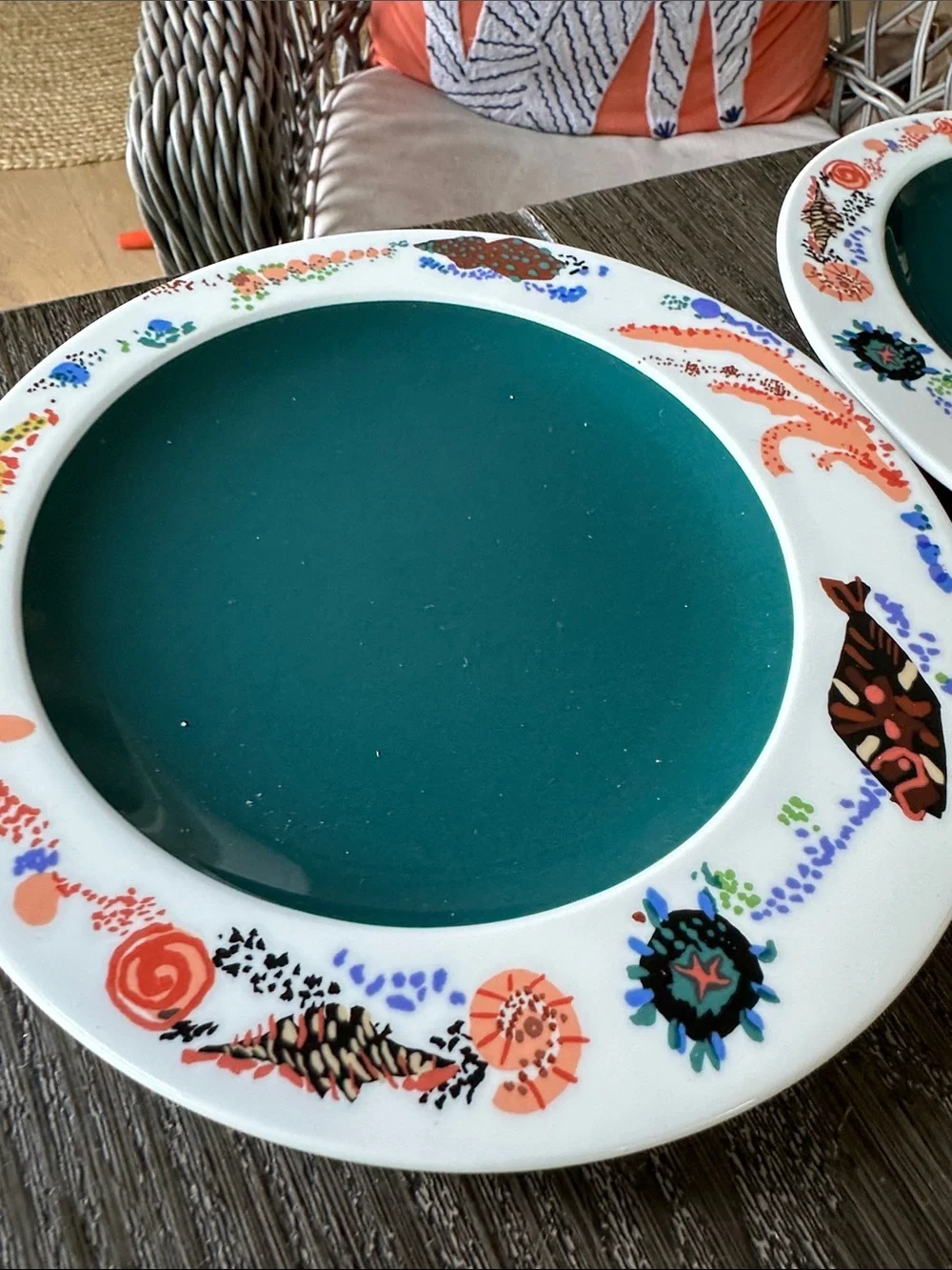 Nikko Japan perception set  of 4 Deep Teal Porcelain Rim side plates excellent